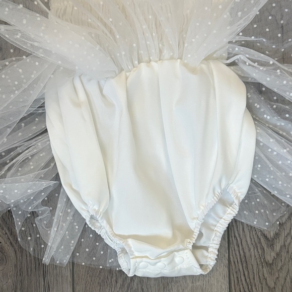 White Tulle Baby Dress with Headband - Picture 4 of 7